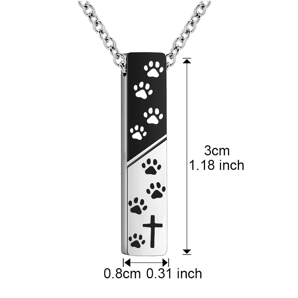 Silver Pendant Bar Rectangle Black Pet Pendant Necklace